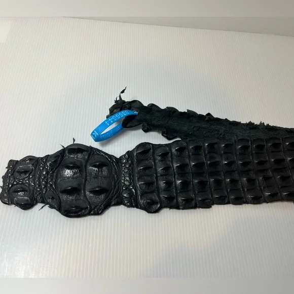 Genuine Alligator Leather Black Tanned Exotic Hornback Hide /Skin - Picture 8 of 16